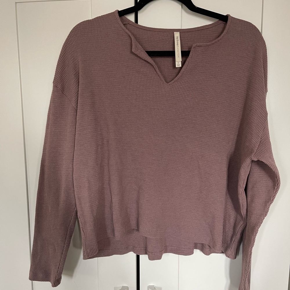 slightly cropped babaton waffle long sleeve
